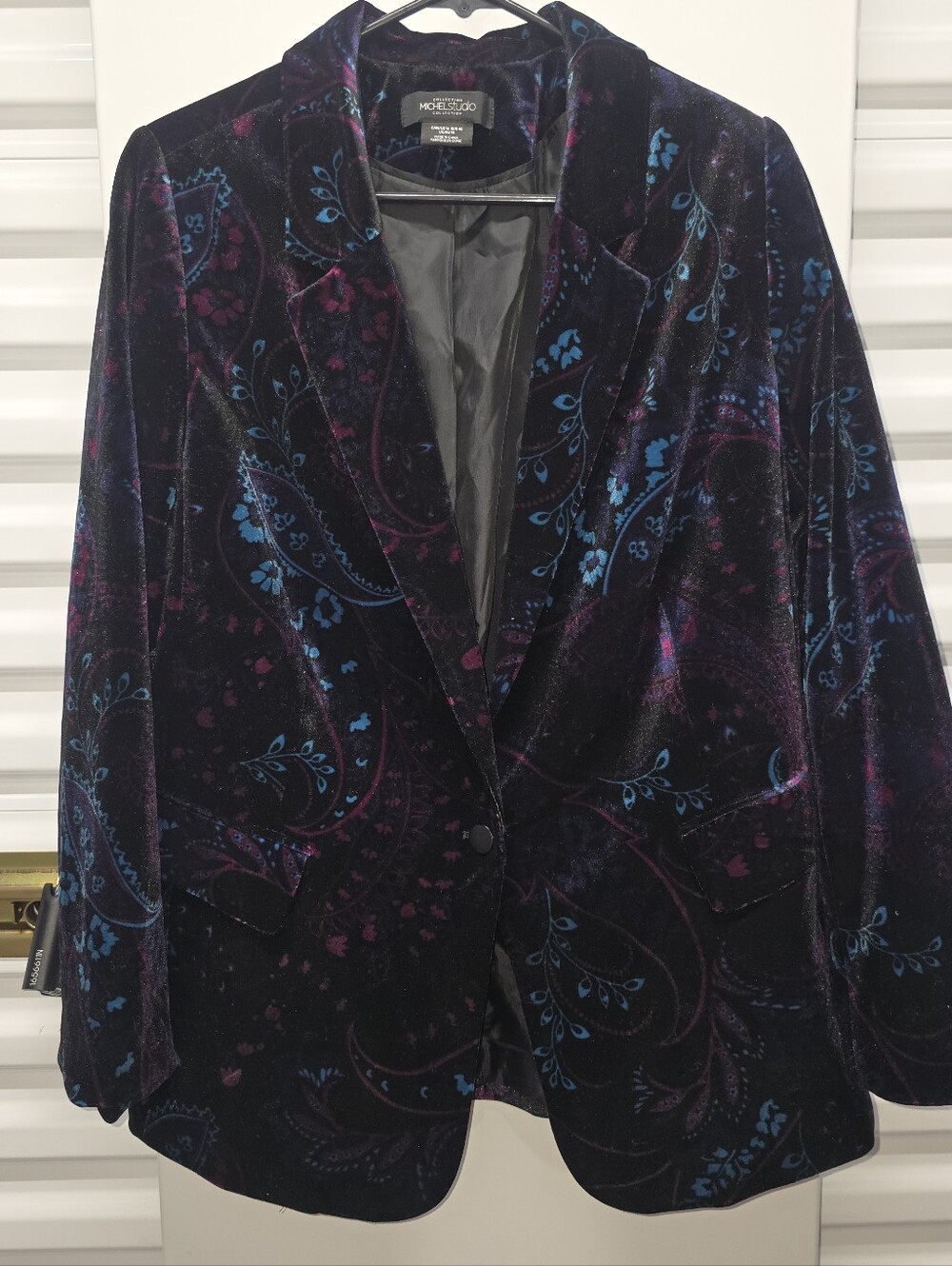 Velvet Paisley Blazer Jacket Black Multicolor Dark Academia Whimsigoth Women 14
